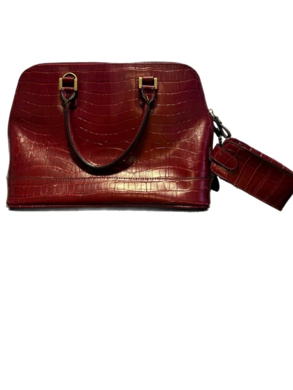 Vintage Naturalizer Burgundy Croc-Embossed Faux Leather Shoulder Bag